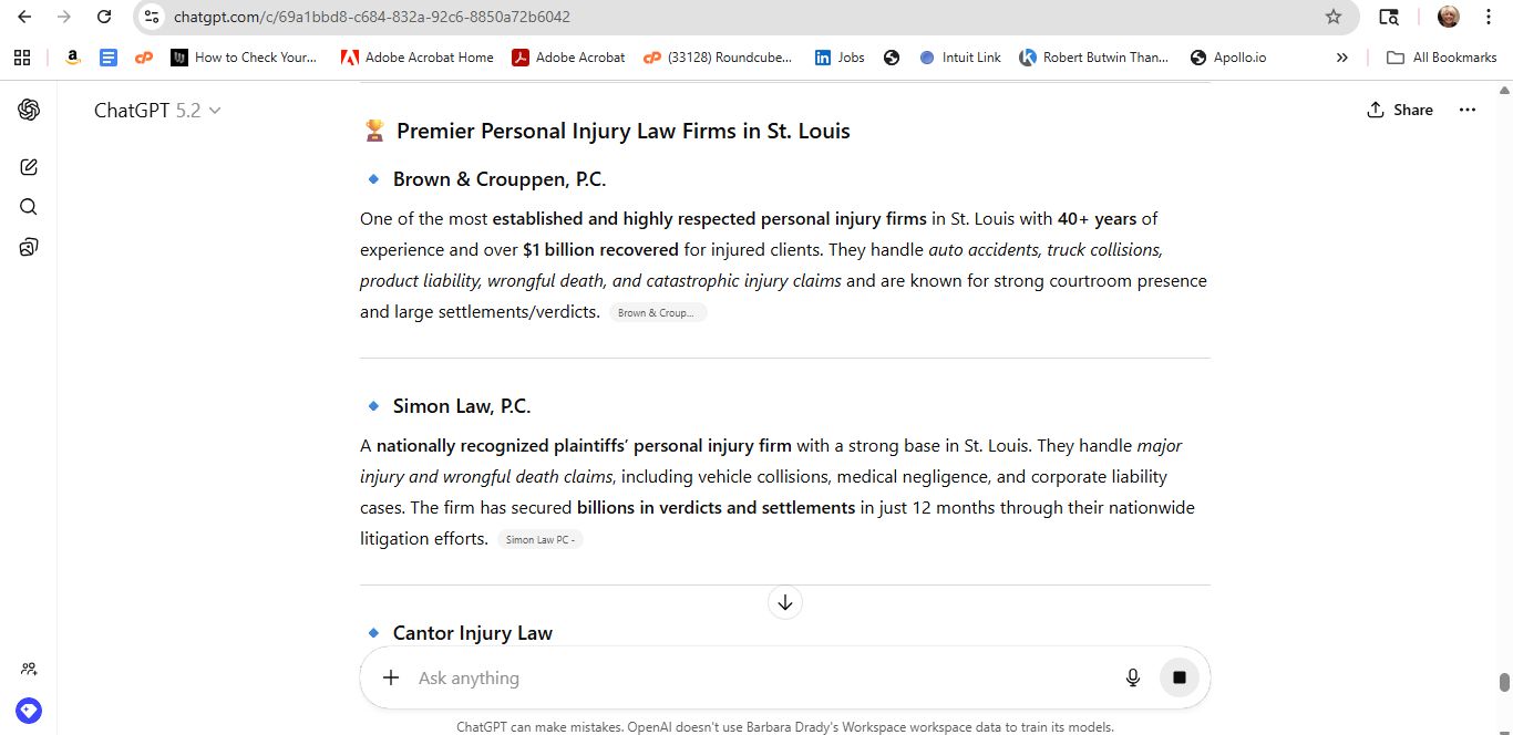 AI response screenshot for Burger Law - ChatGPT