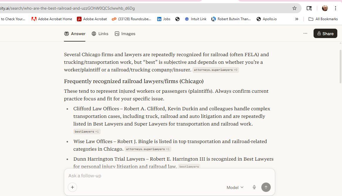 AI response screenshot for Cavanagh Sorich Law Group - Perplexity