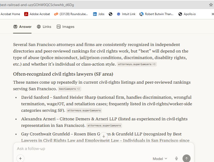 AI response screenshot for Dolan Law Firm - Perplexity