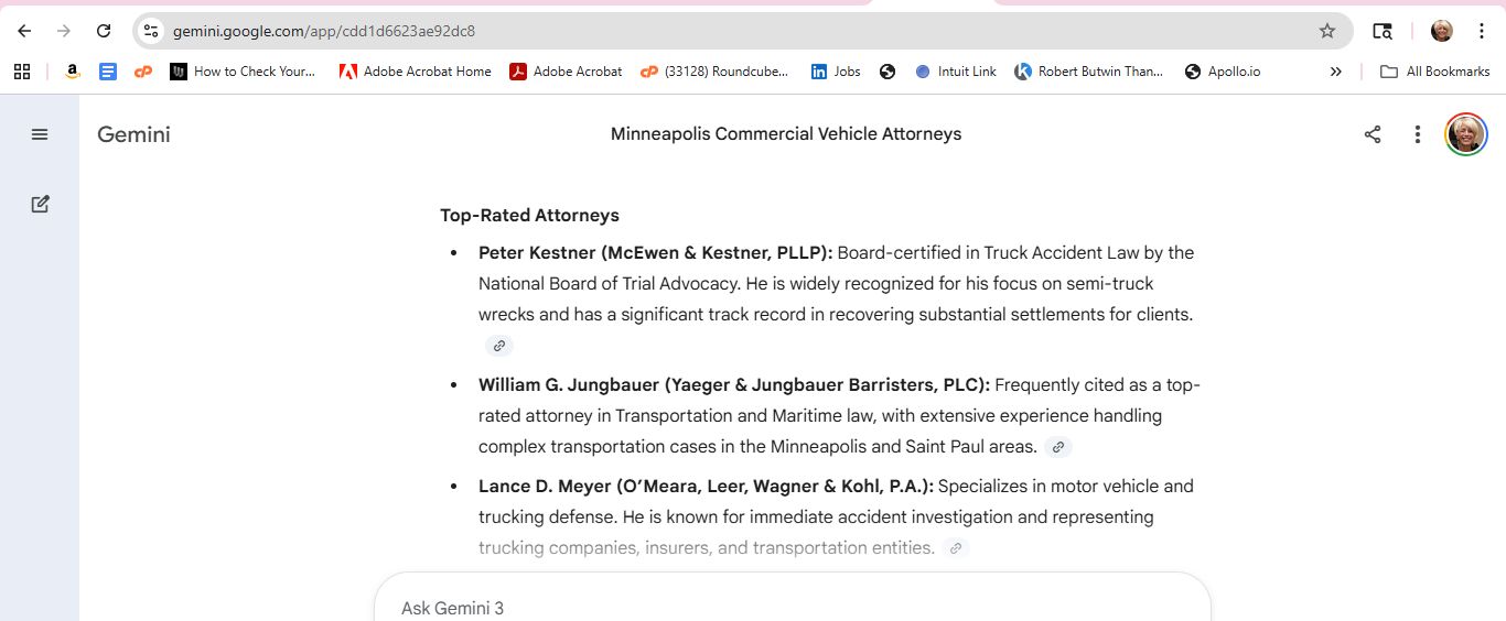 AI response screenshot for Glen Larson Law - Gemini