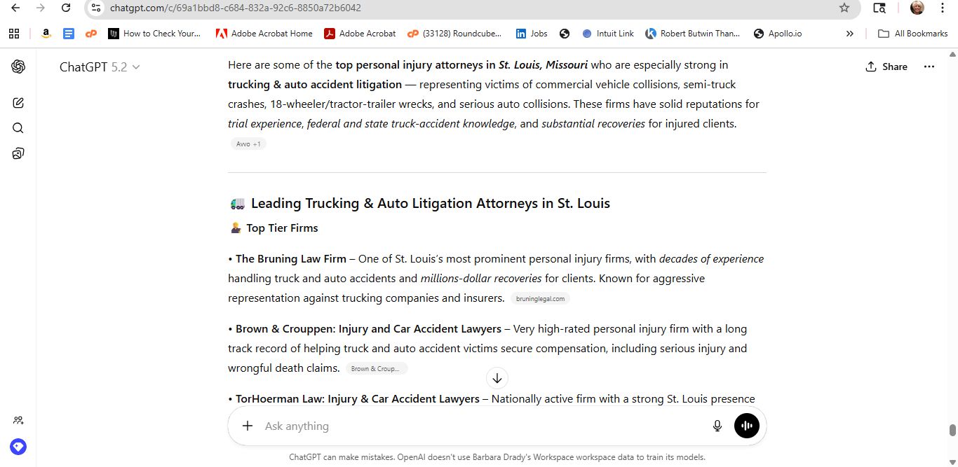 AI response screenshot for The Gogel Law Firm - ChatGPT