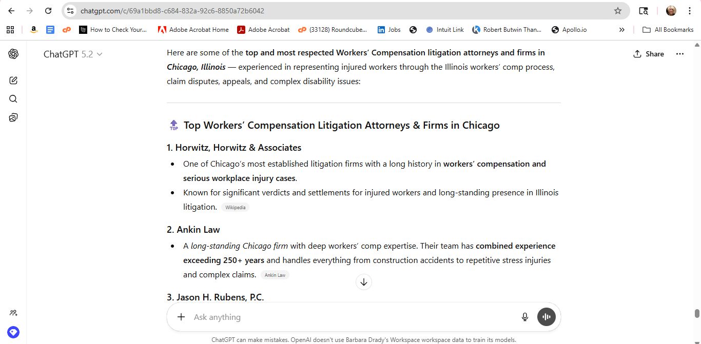 AI response screenshot for Horwitz Horwitz - ChatGPT