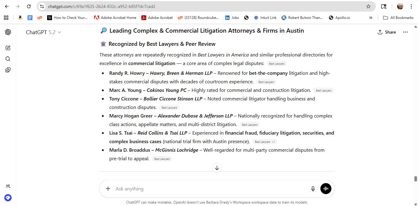 AI response screenshot for Howry Breen - ChatGPT