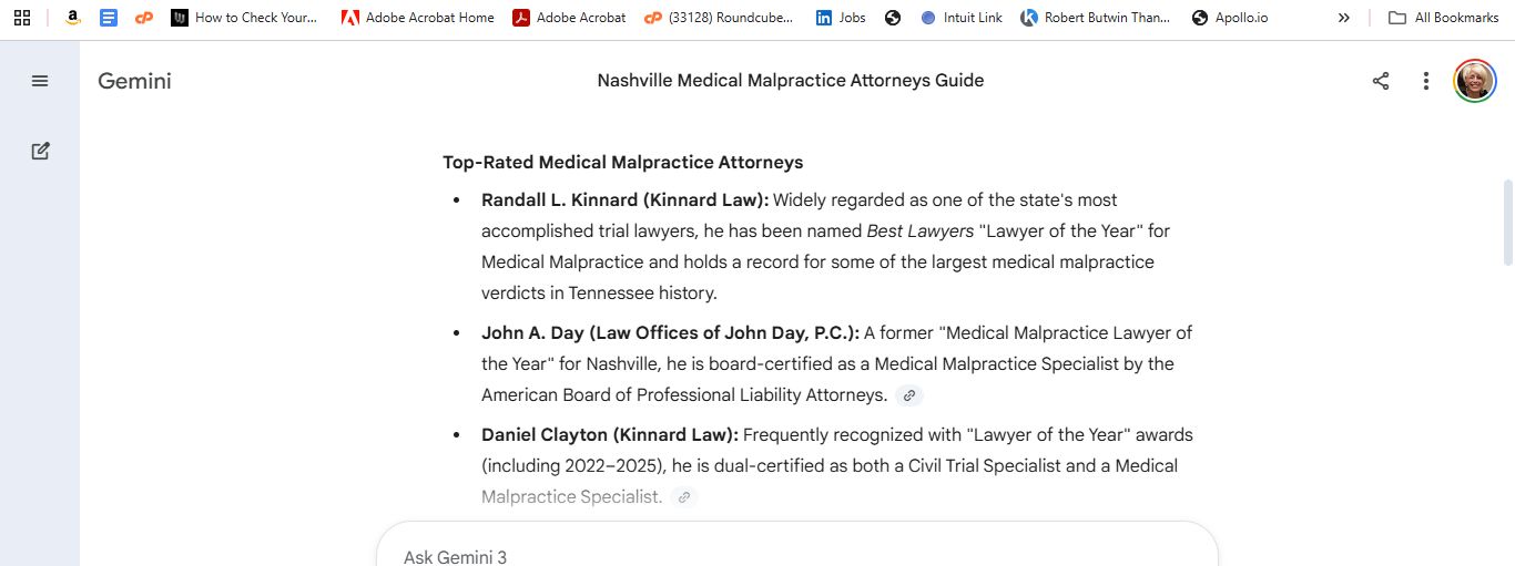 AI response screenshot for John Day Law - Gemini