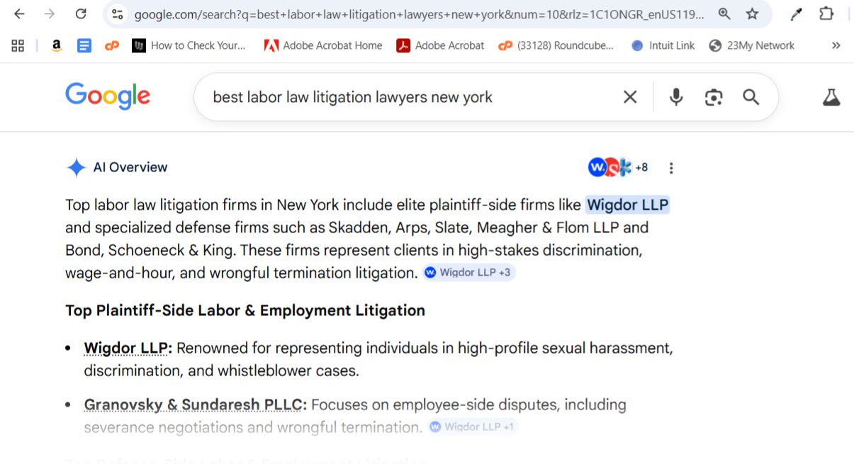 AI response screenshot for The Perecman Firm - Google AI Overview