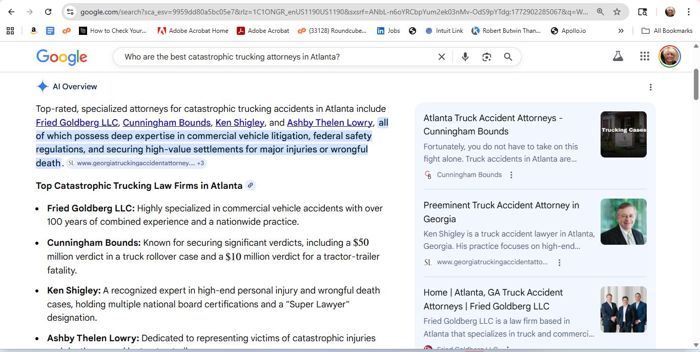 AI response screenshot for Rafi Law Firm - Google AI Overview