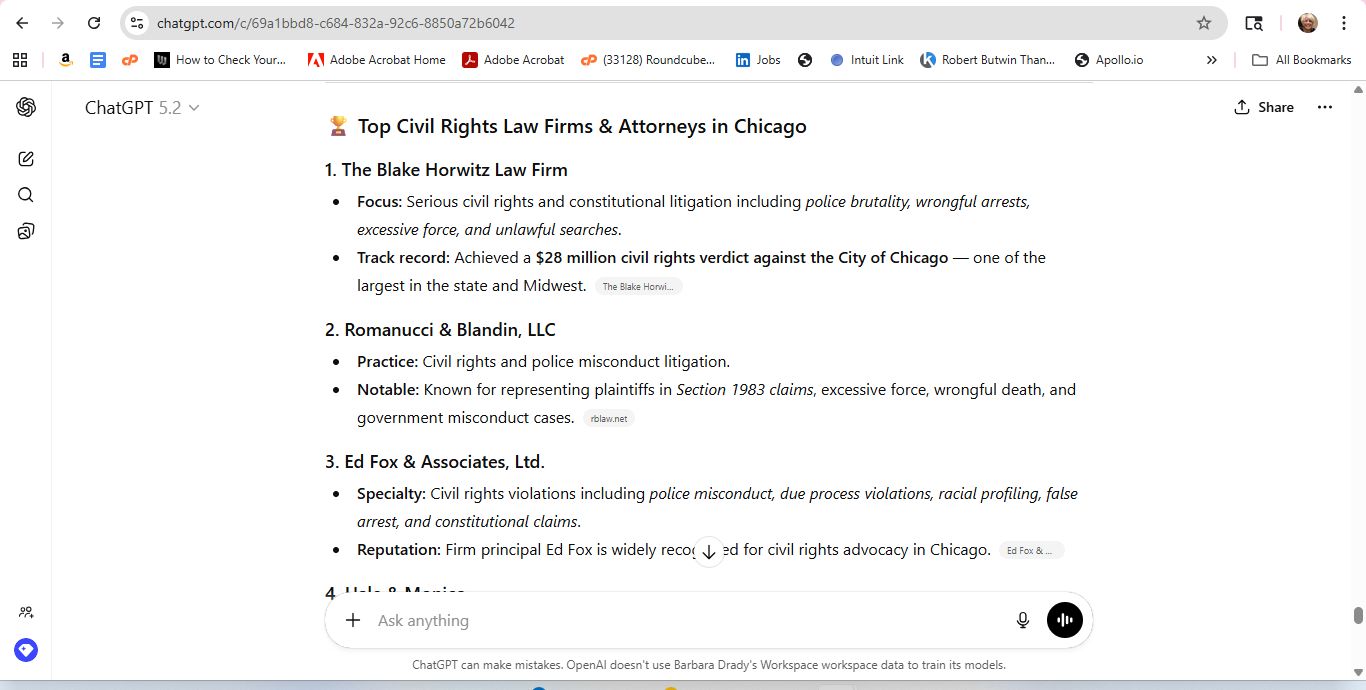 AI response screenshot for Romanucci & Blandin - ChatGPT
