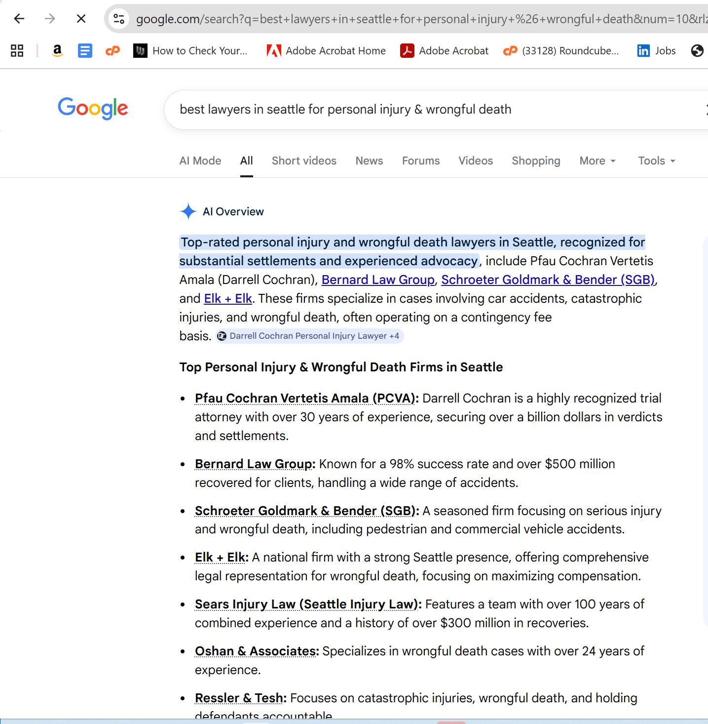 AI response screenshot for Schroeter Goldmark - Google AI Overview