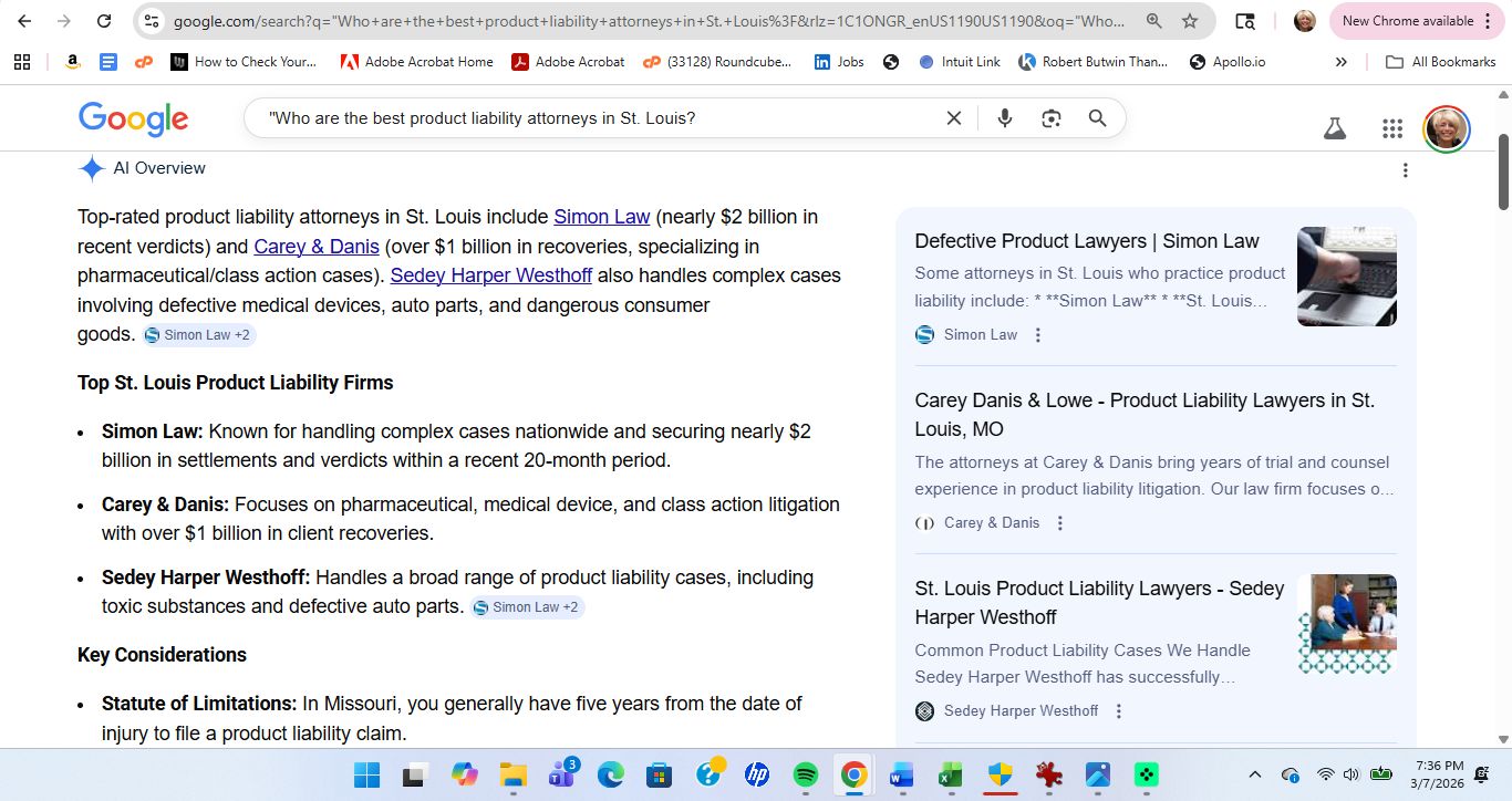 AI response screenshot for Simon Law - Google AI Overview