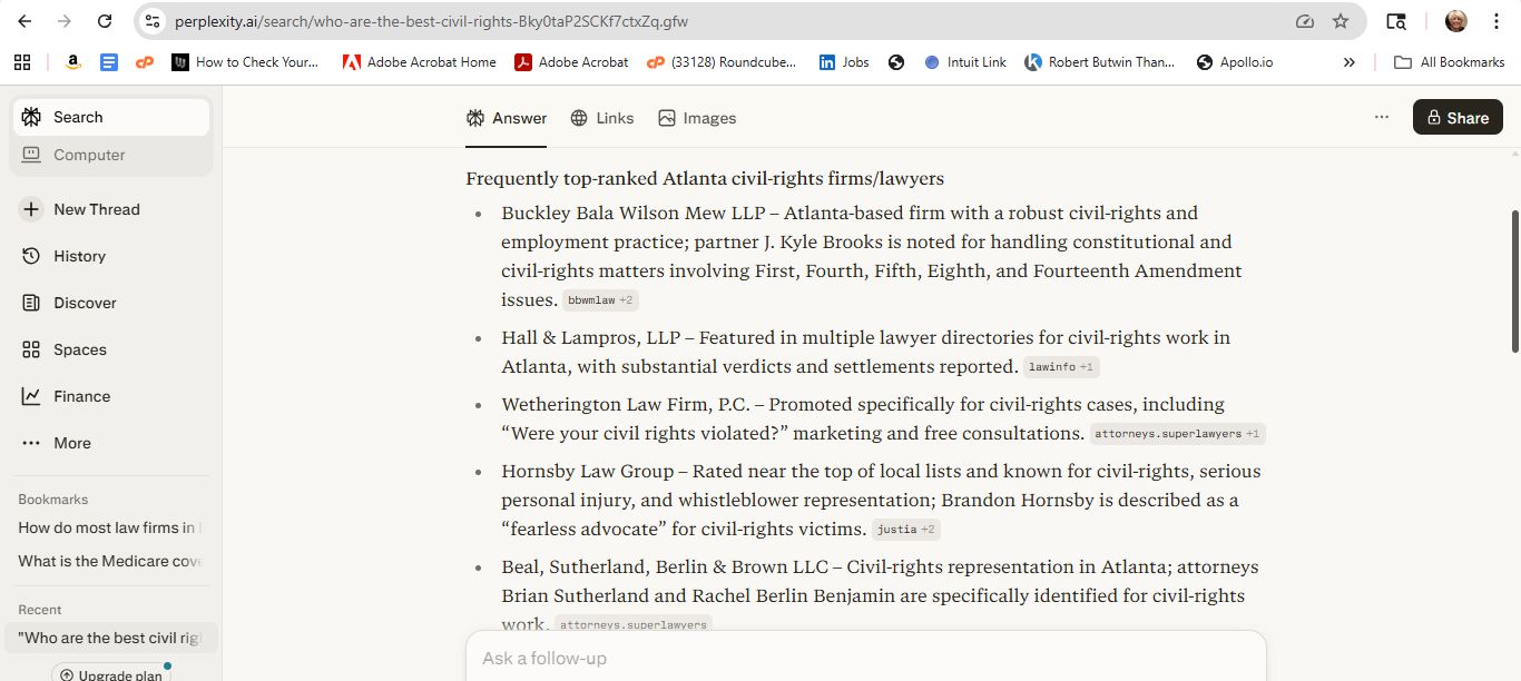 AI response screenshot for Stewart Miller Simmons - Perplexity
