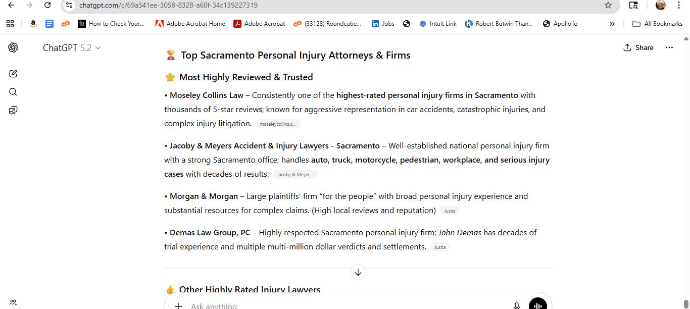 AI response screenshot for Weinberger Law - ChatGPT